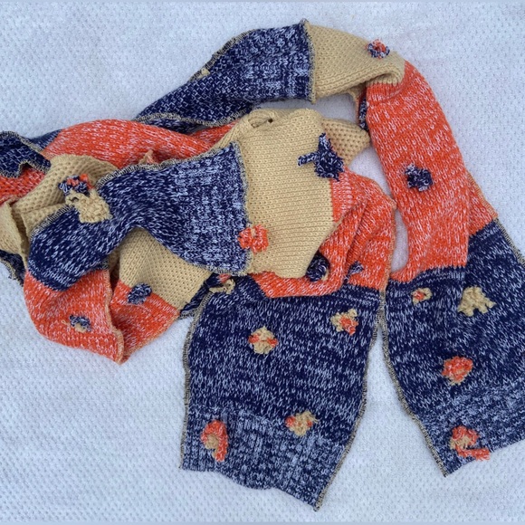 Polka Dotted Striped Scarf - Picture 1 of 2